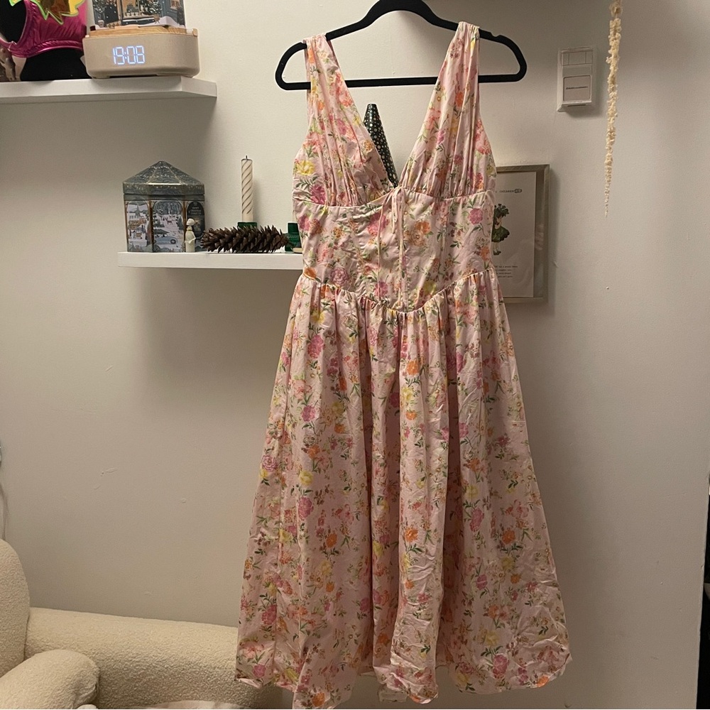House of CB Pink Floral Midi Dress